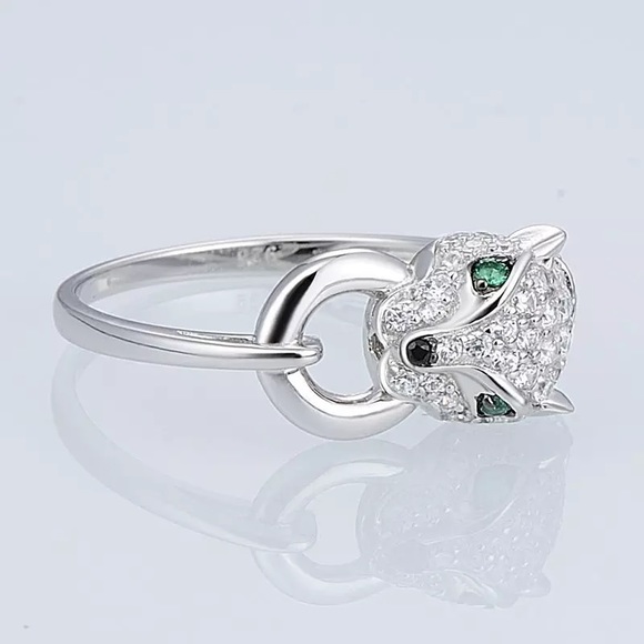 New Unisex 925 Silver Leopard Diamond Ring - Picture 6 of 6